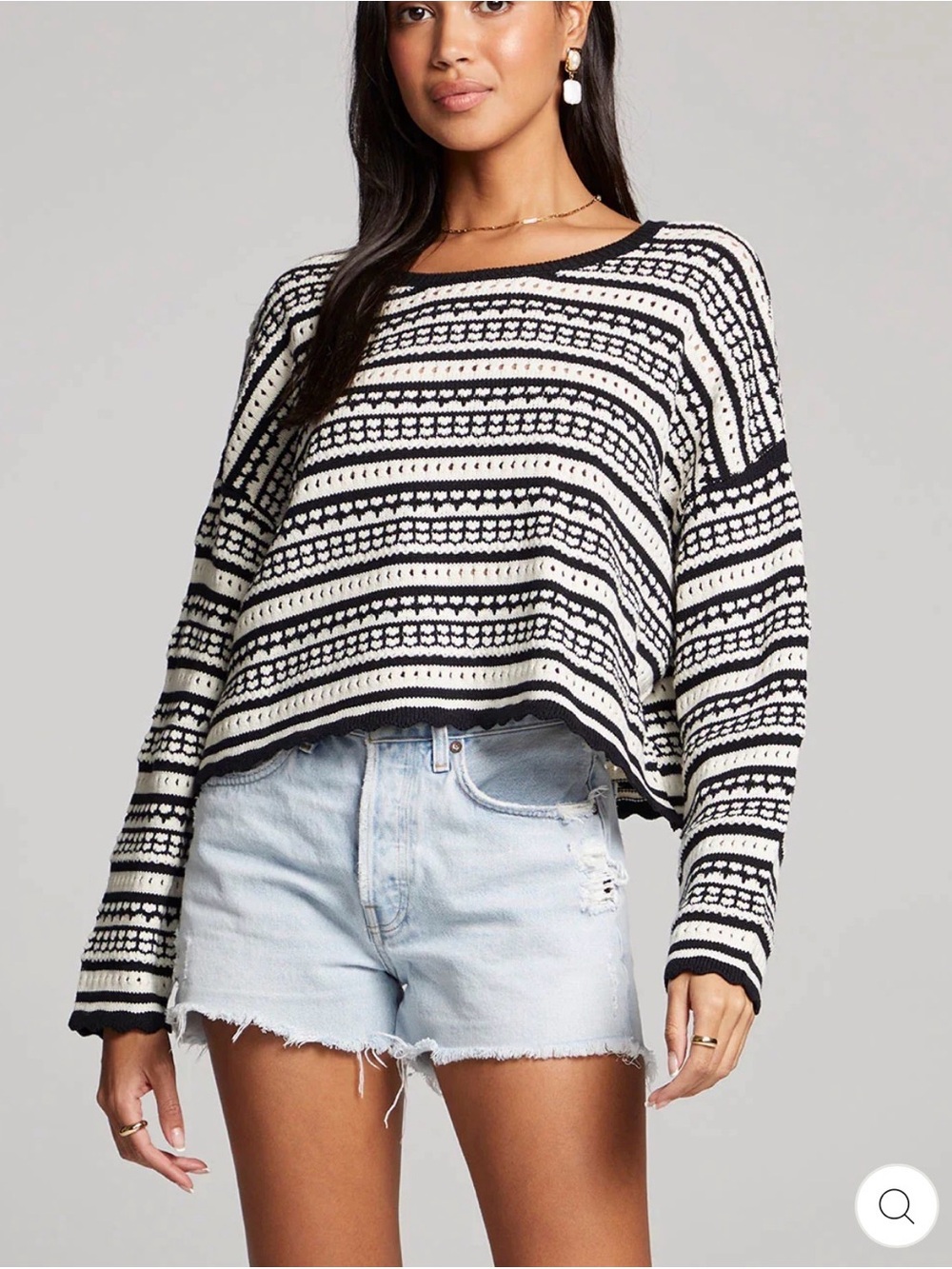 Saltwater luxe Louise open back cutout stripped cropped knit sweater size s new